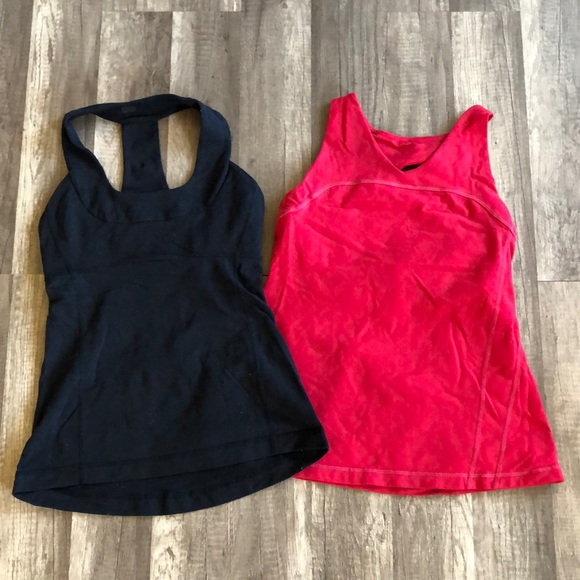 lululemon athletica Tops - Lululemon Fitted Tanks Black and Red Bundle 4